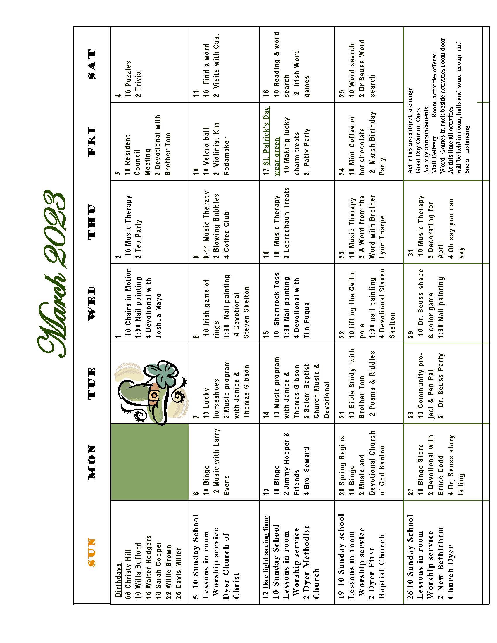 Dyer Nursing and Rehabilitation Center Newsletter
