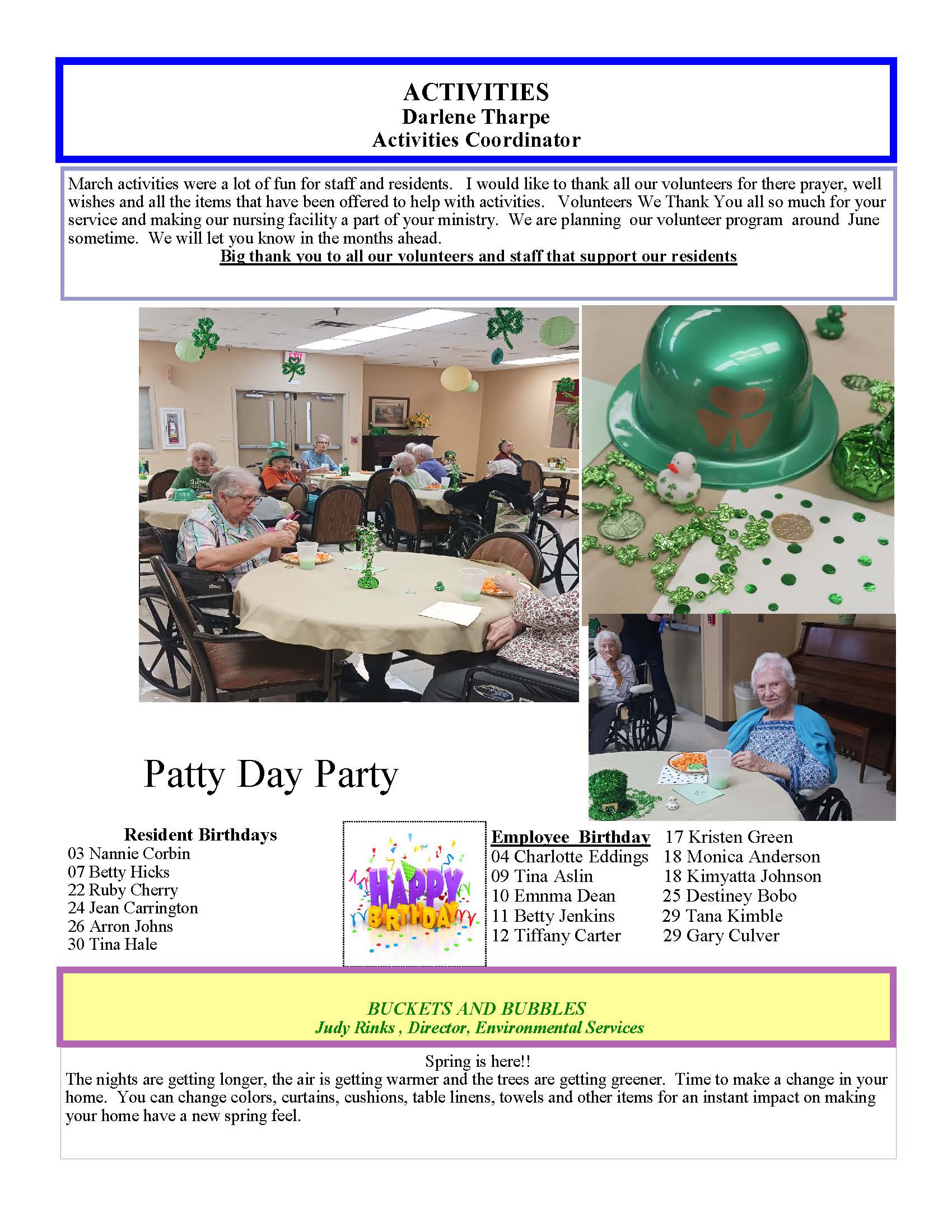 Dyer Nursing and Rehabilitation Center Newsletter