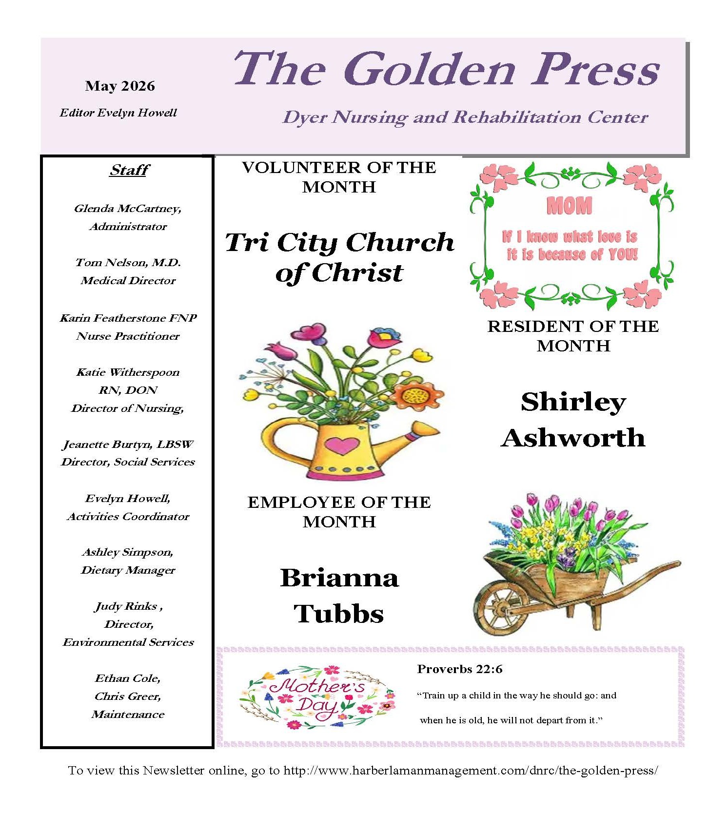 Dyer Nursing and Rehabilitation Center Newsletter