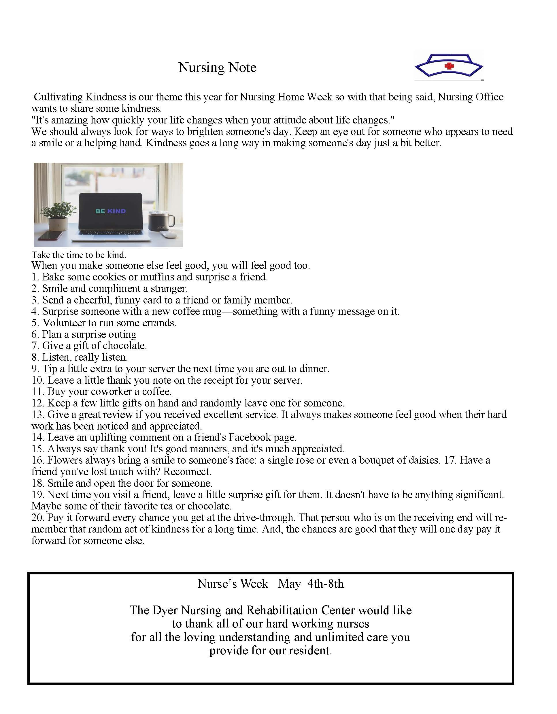 Dyer Nursing and Rehabilitation Center Newsletter