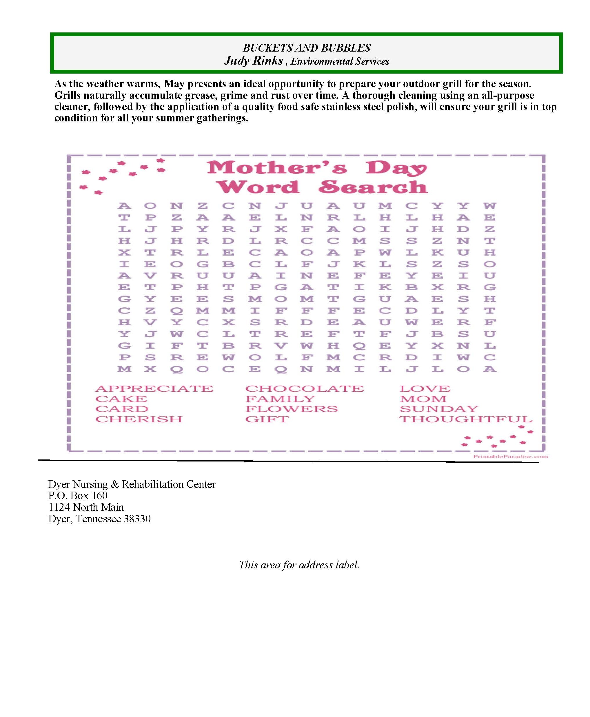 Dyer Nursing and Rehabilitation Center Newsletter