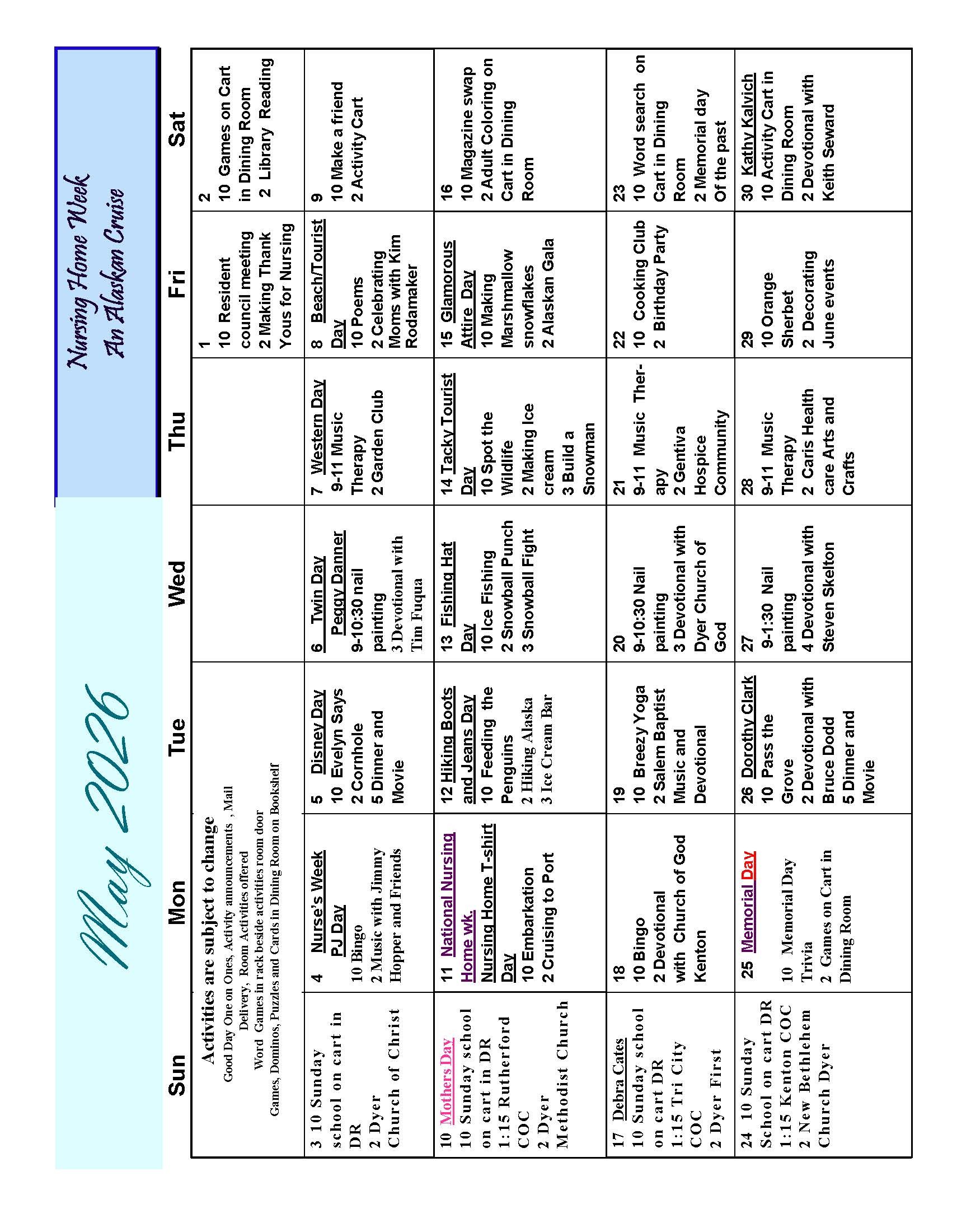 Dyer Nursing and Rehabilitation Center Newsletter