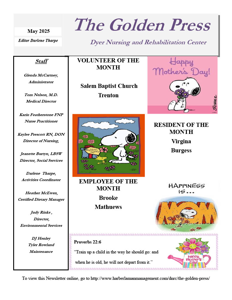 Dyer Nursing and Rehabilitation Center Newsletter