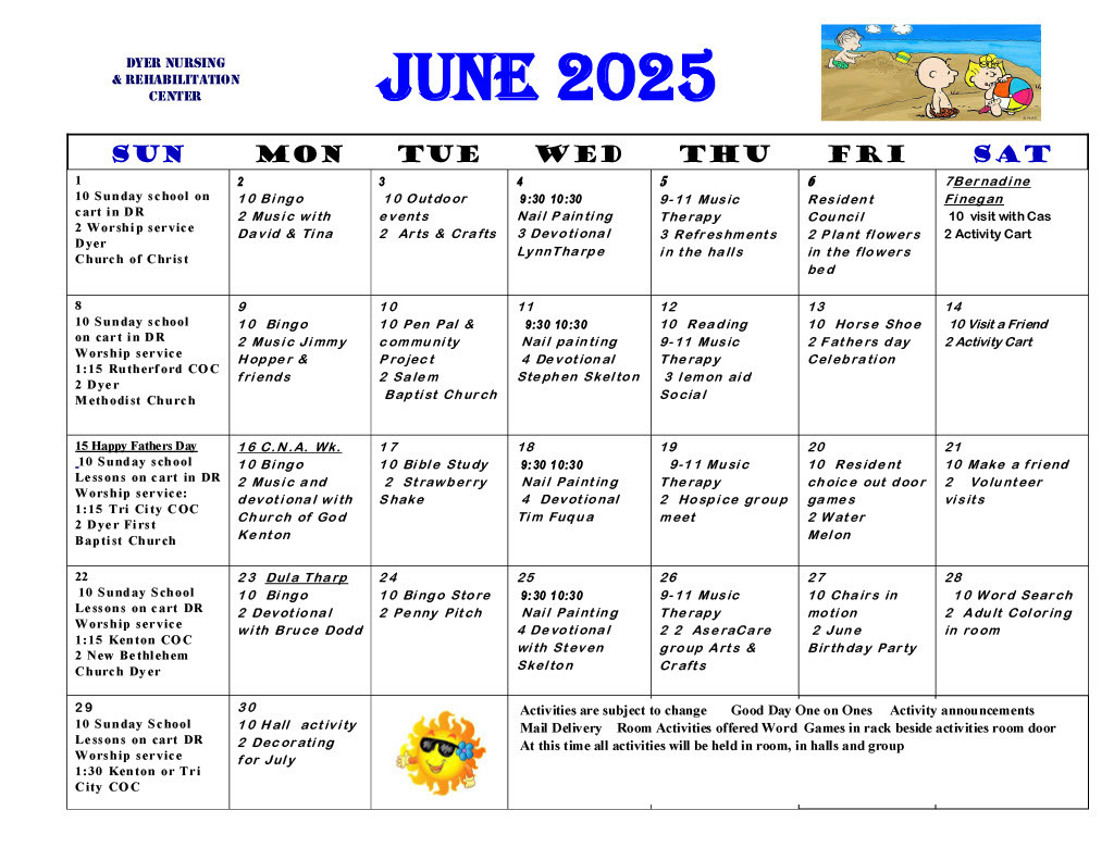 Dyer Nursing and Rehabilitation Center Newsletter