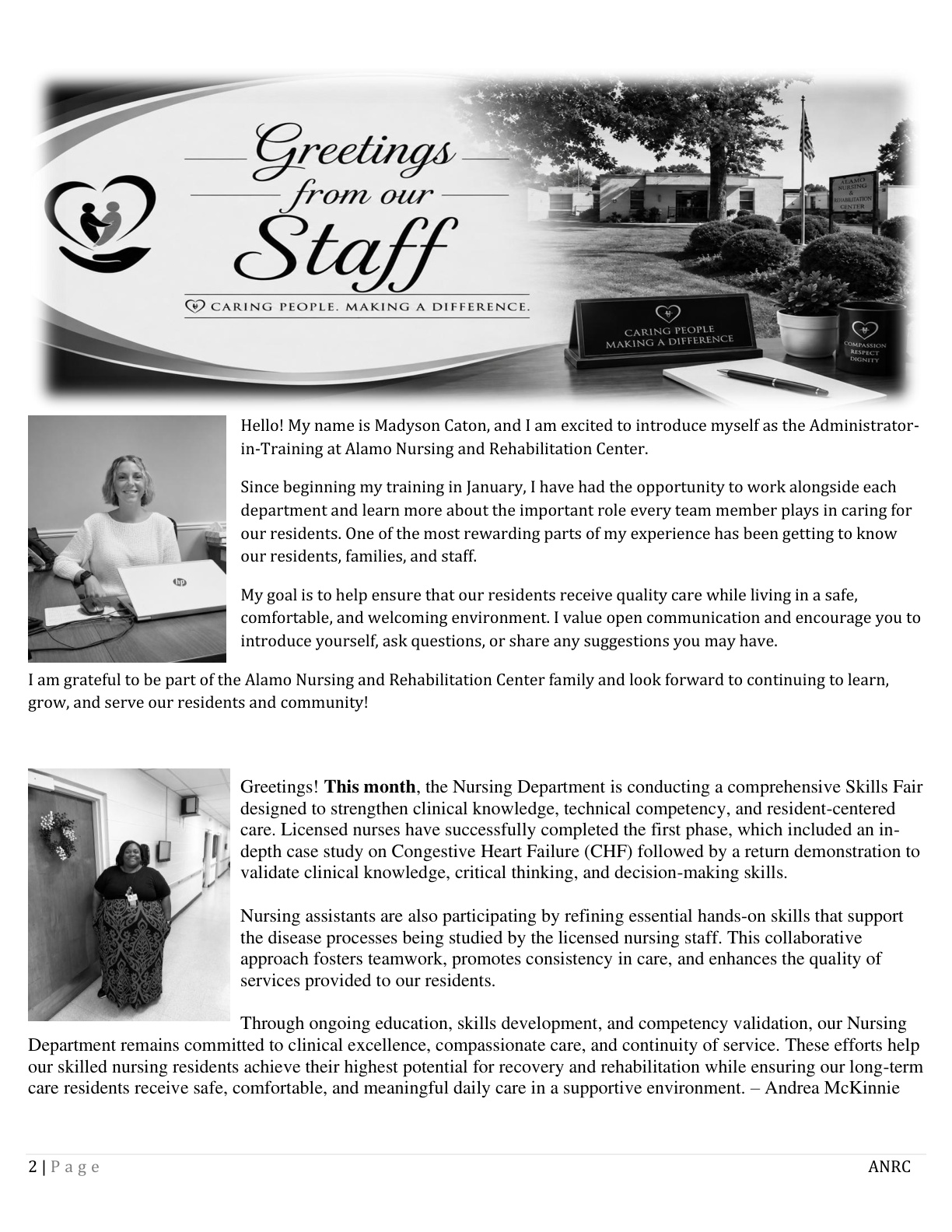 Alamo Nursing and Rehabilitation Center Newsletter