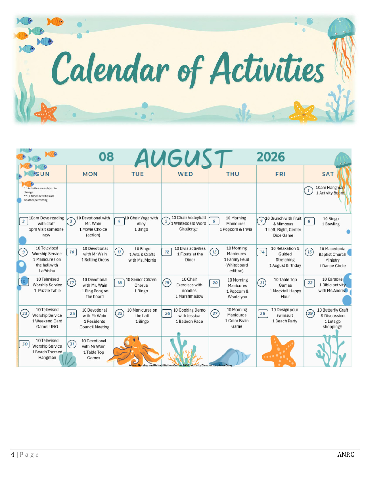 Alamo Nursing and Rehabilitation Center Newsletter