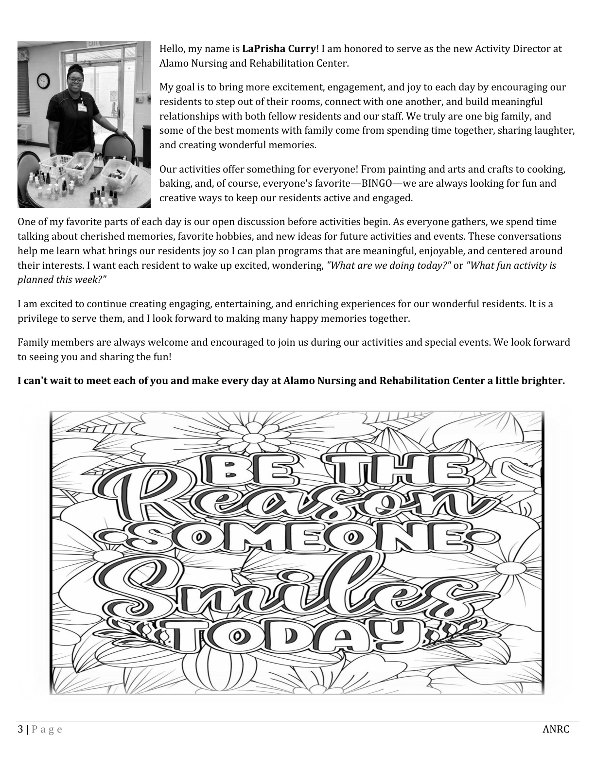 Alamo Nursing and Rehabilitation Center Newsletter