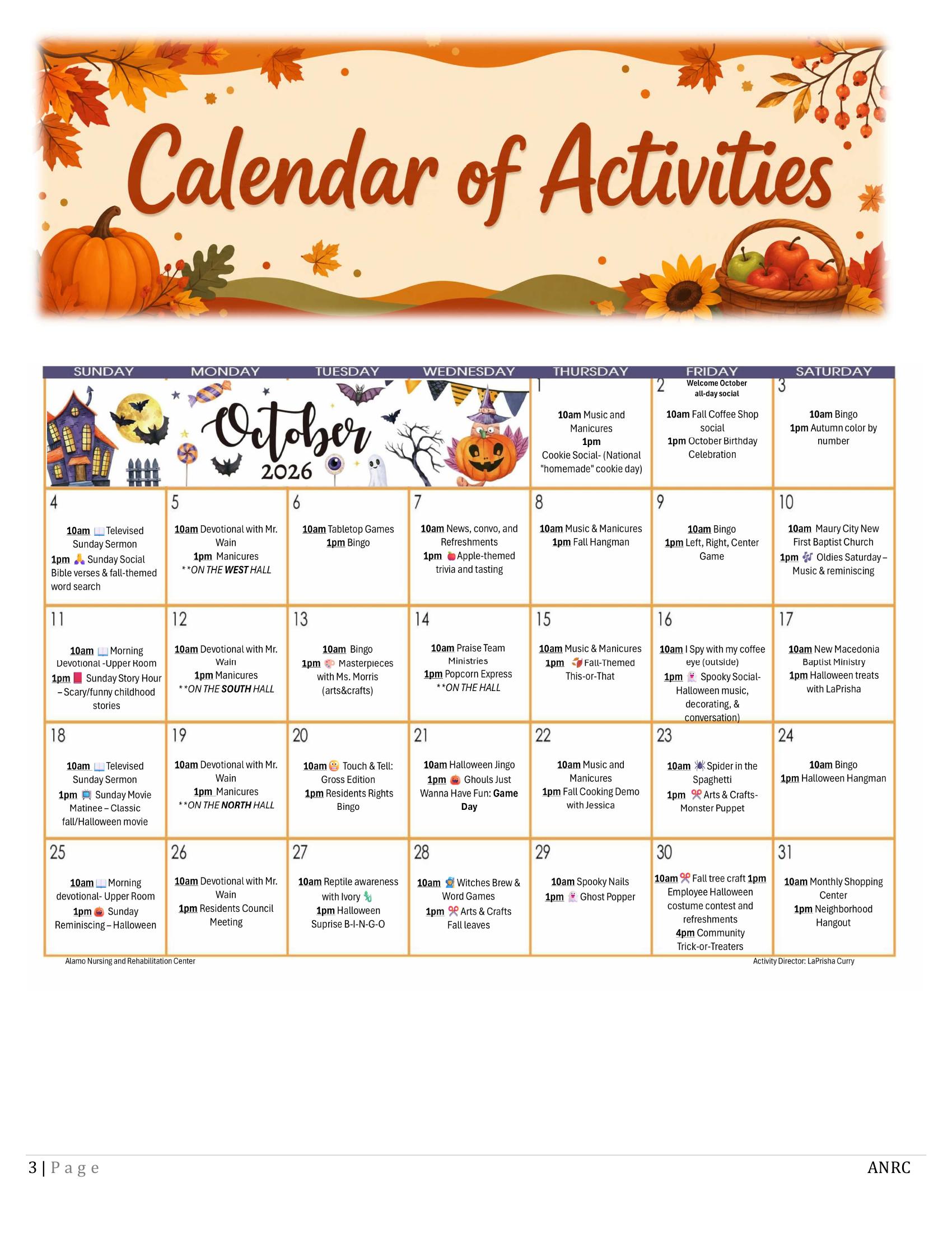 Alamo Nursing and Rehabilitation Center Newsletter