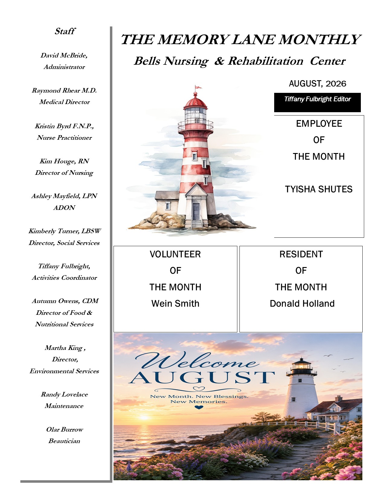 Bells Nursing and Rehabilitation Center Newsletter