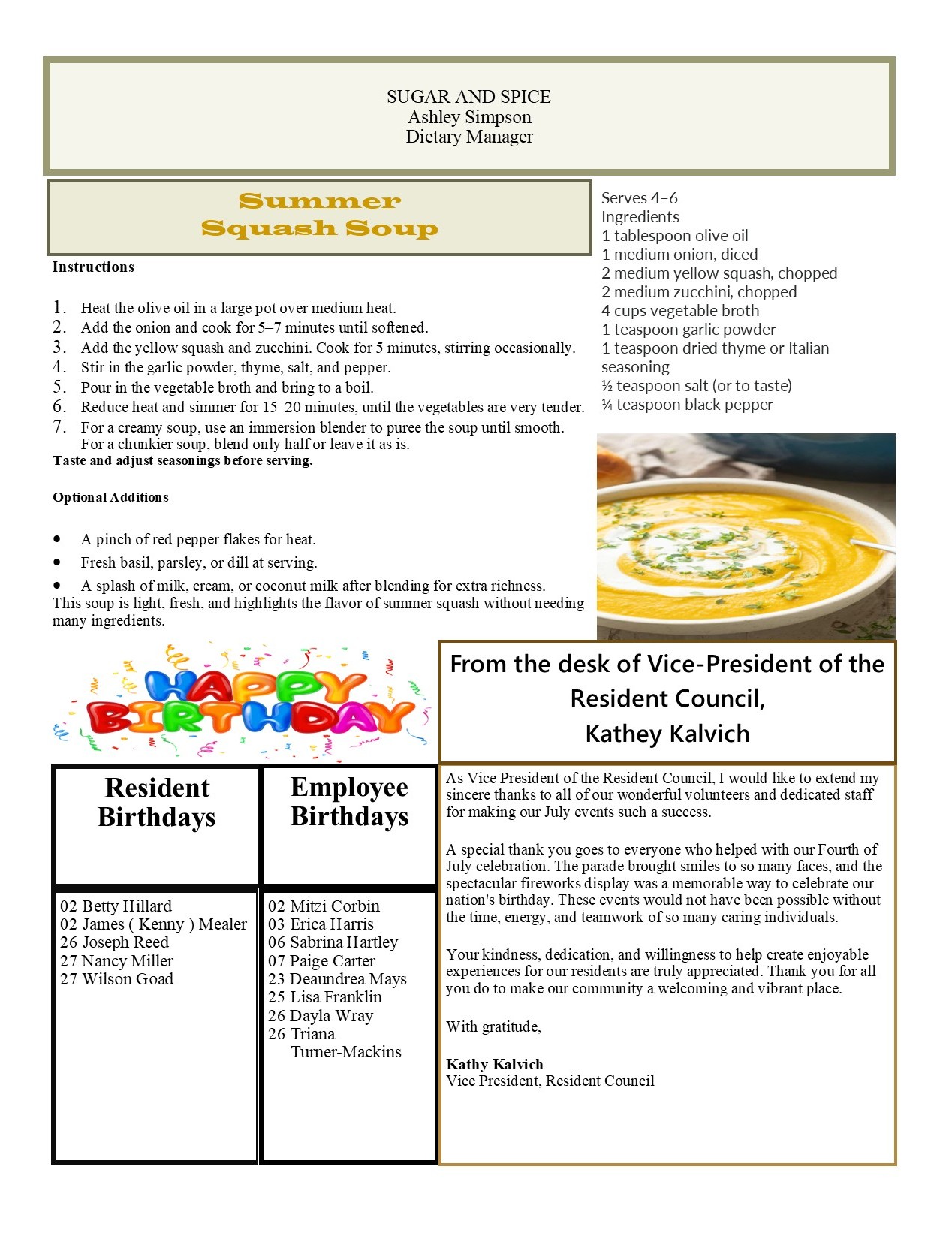 Dyer Nursing and Rehabilitation Center Newsletter