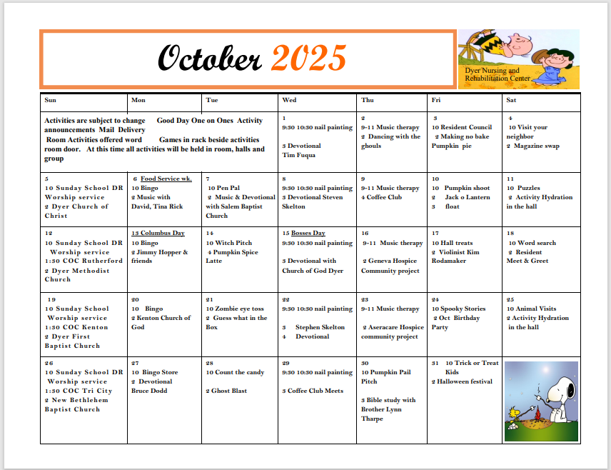 Dyer Nursing and Rehabilitation Center Newsletter