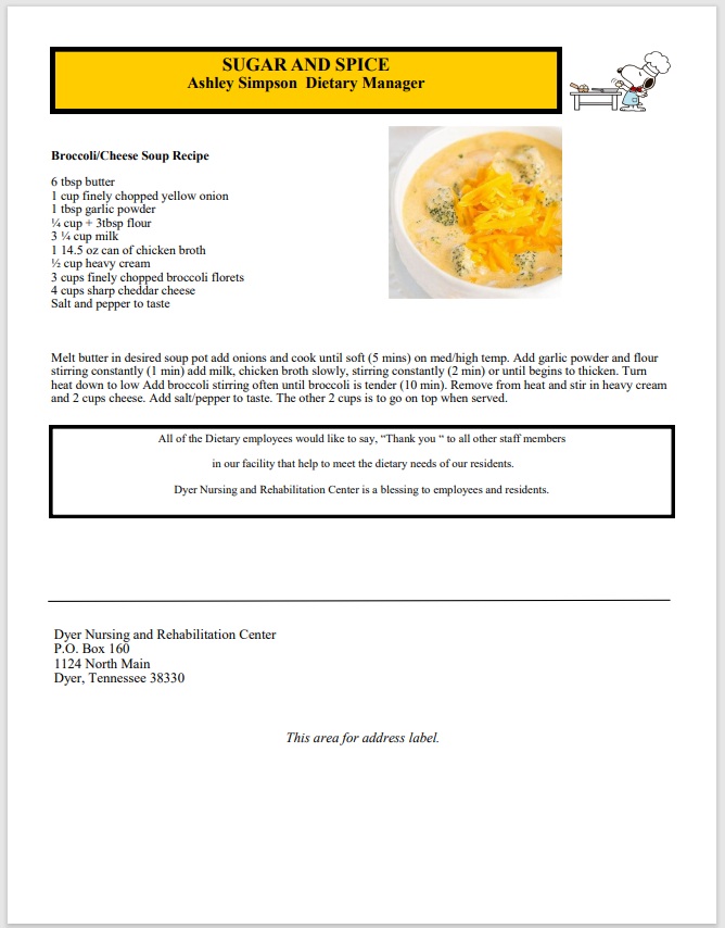 Dyer Nursing and Rehabilitation Center Newsletter