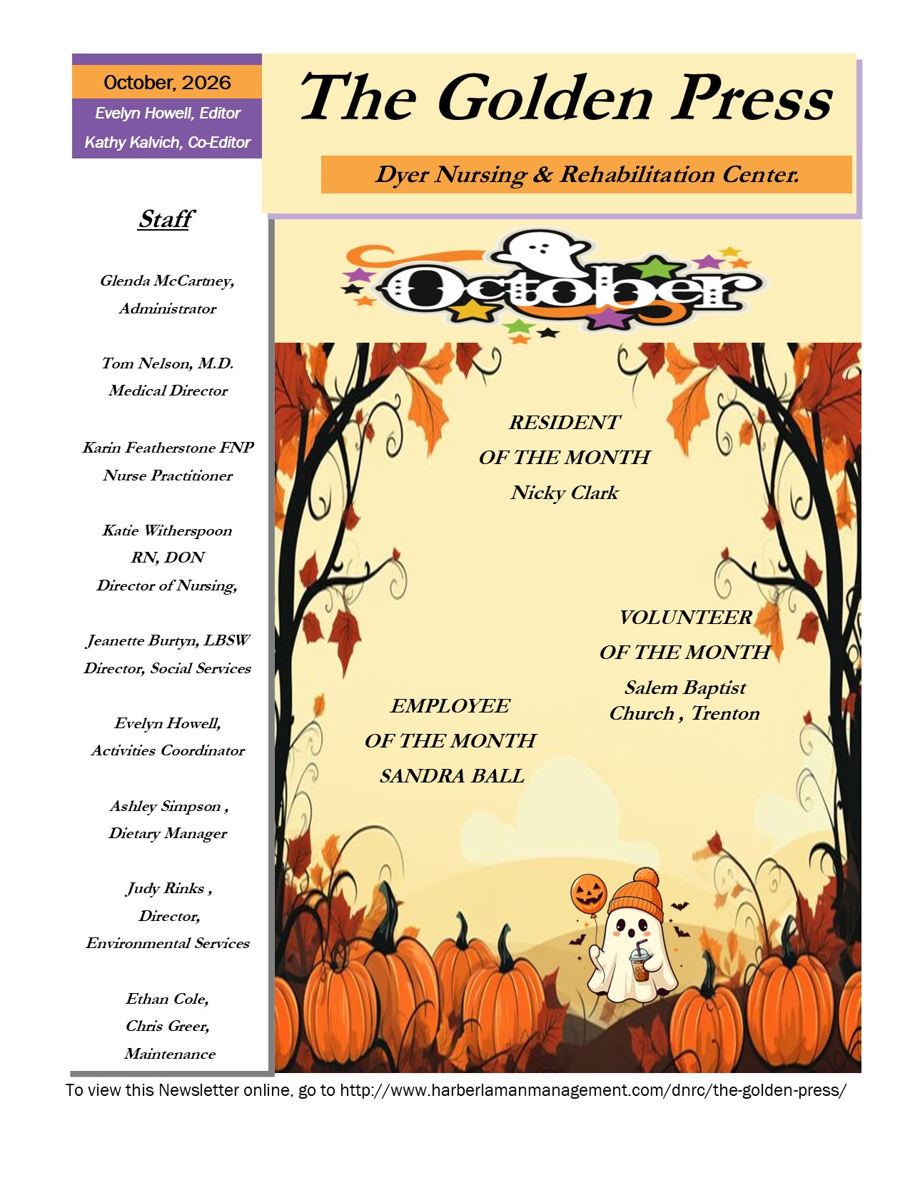 Dyer Nursing and Rehabilitation Center Newsletter
