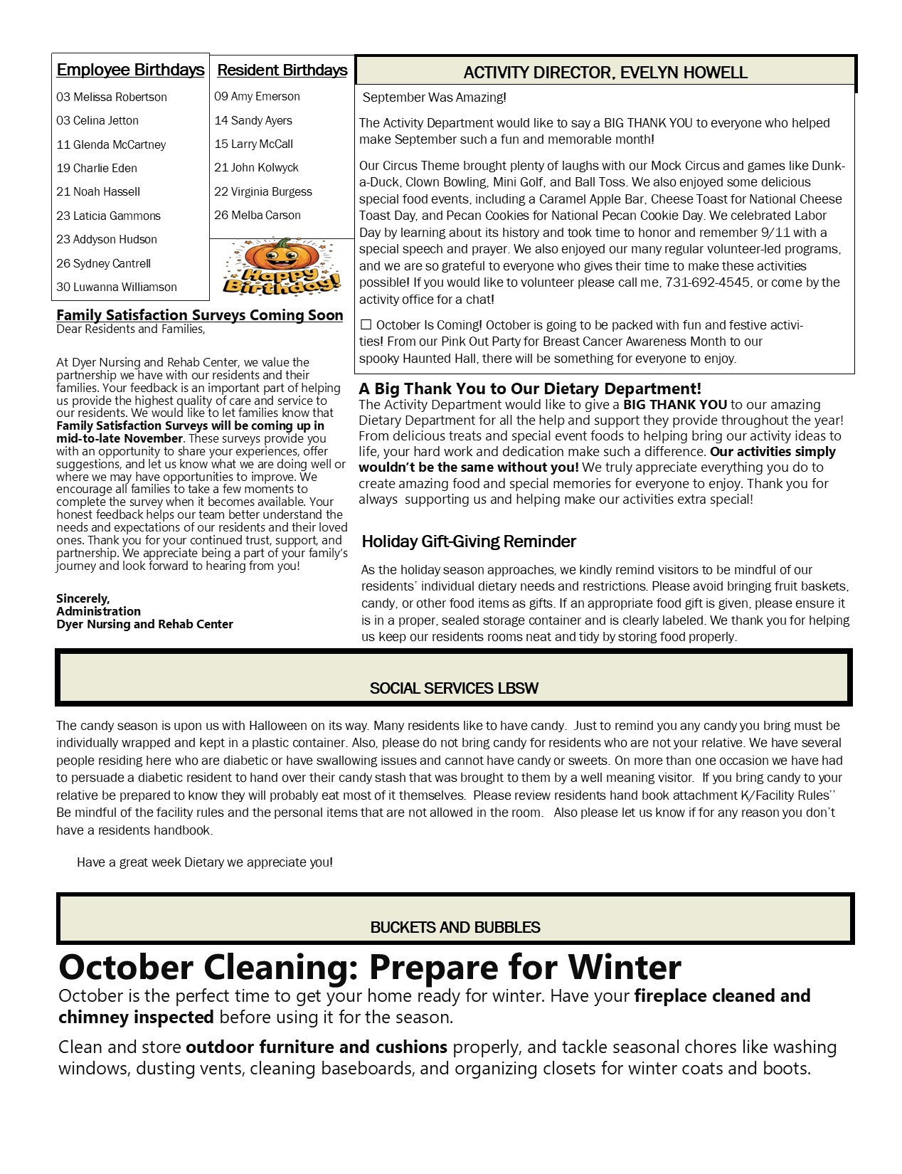 Dyer Nursing and Rehabilitation Center Newsletter