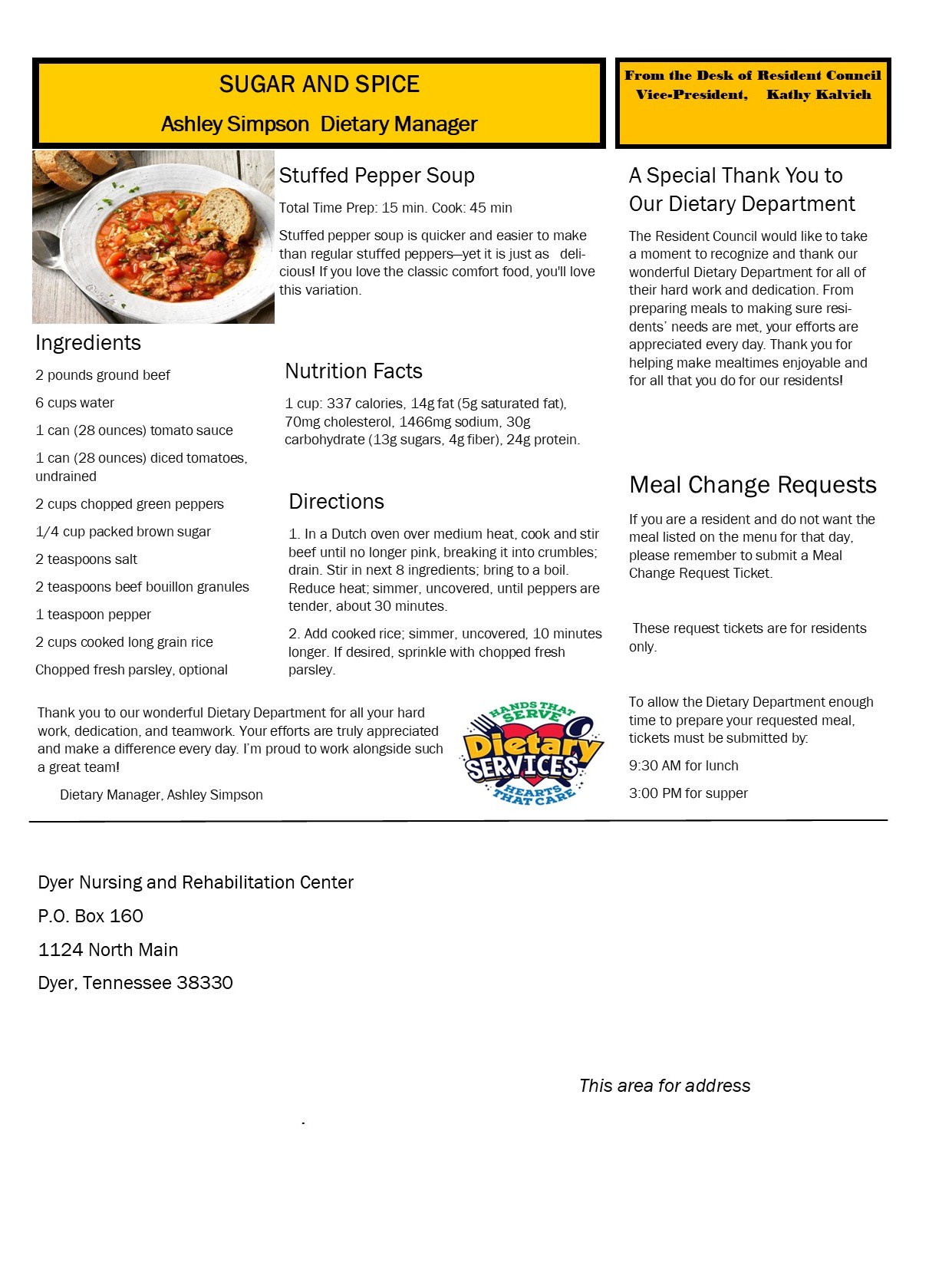 Dyer Nursing and Rehabilitation Center Newsletter